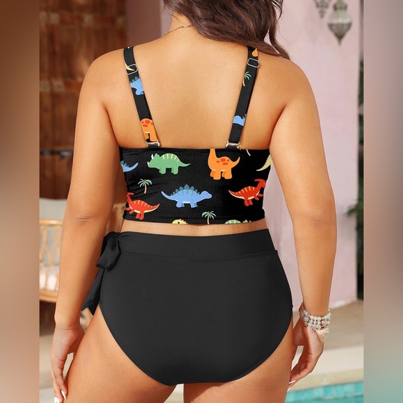 Tempt Me Two Piece Swimsuits - Women High Waisted Bikini Scoop Neck Bathing Suit - Picture 4 of 7